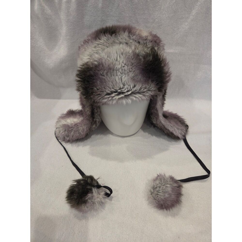 Jaclyn Smith Gray Faux Fur Trapper Hat Ushanka Bomber Cabin Core OSFM Winter
